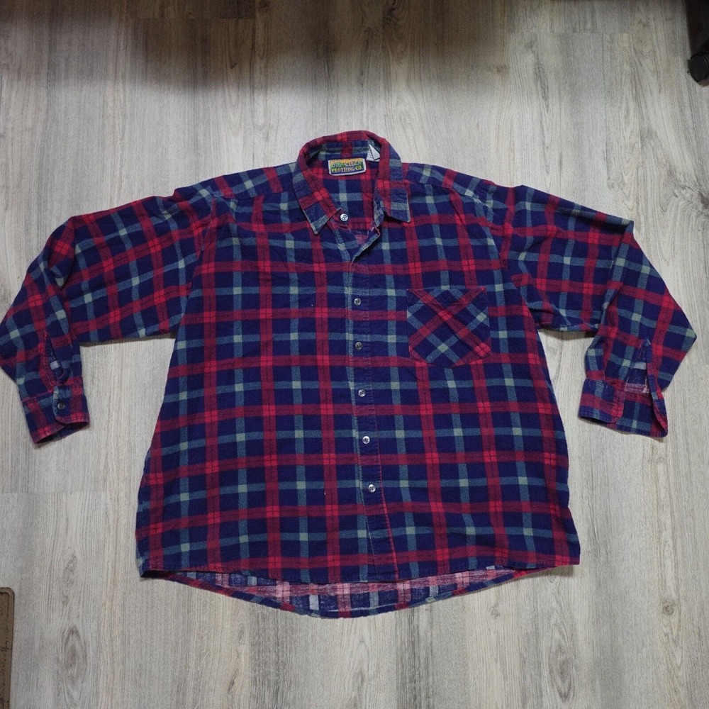 Vintage Big Creek Flannel Shirt Adult XL Coulorful Button Plaid Long Sleeve Mens